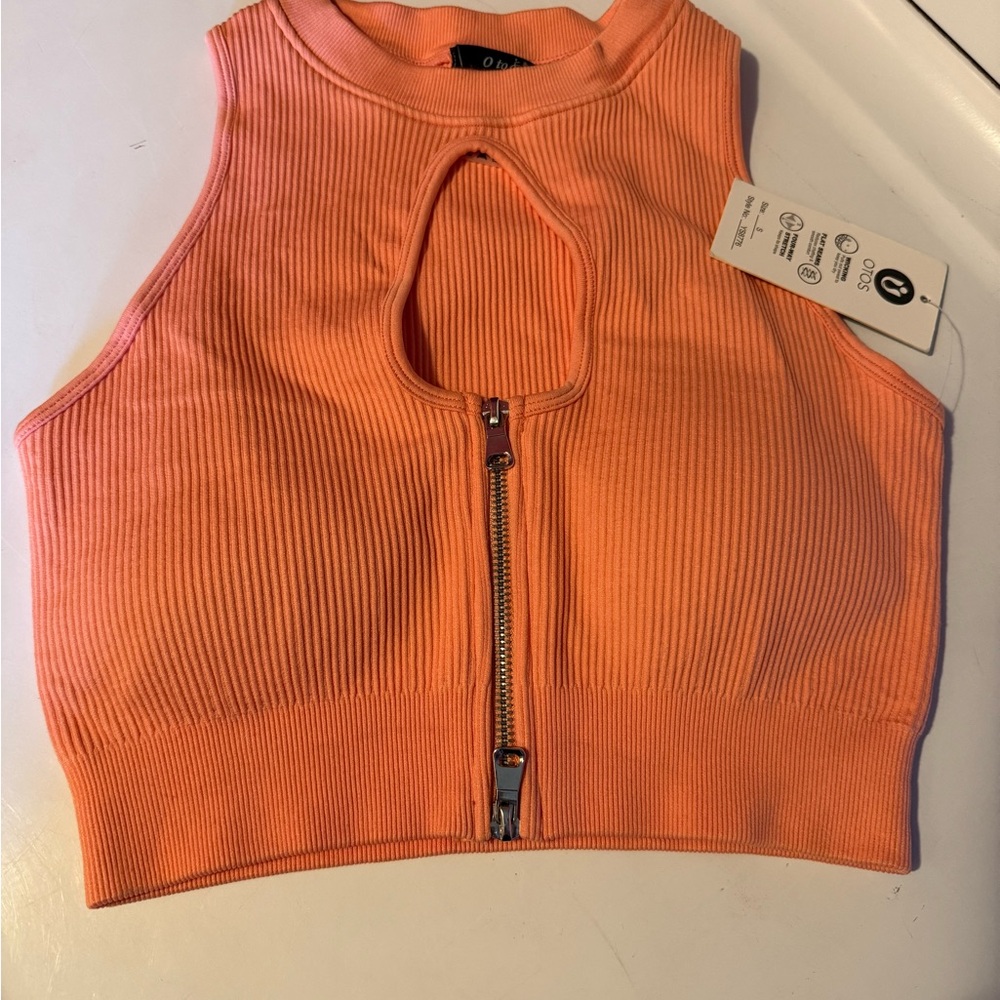 Orange Sleeveless Ribbed Top